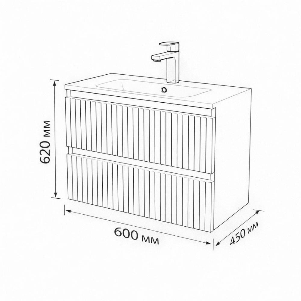 Тумба с раковиной Terminus Sicilia SIC10602701601O графит , 60x62 фото 3