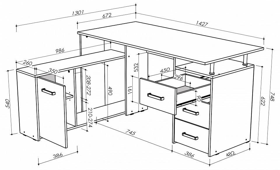 Компьютерный стол Левый МФ Jazz КС 14СБ ЛЕВ КС-14СБ ЛЕВ Дуб сонома Белый фото 2