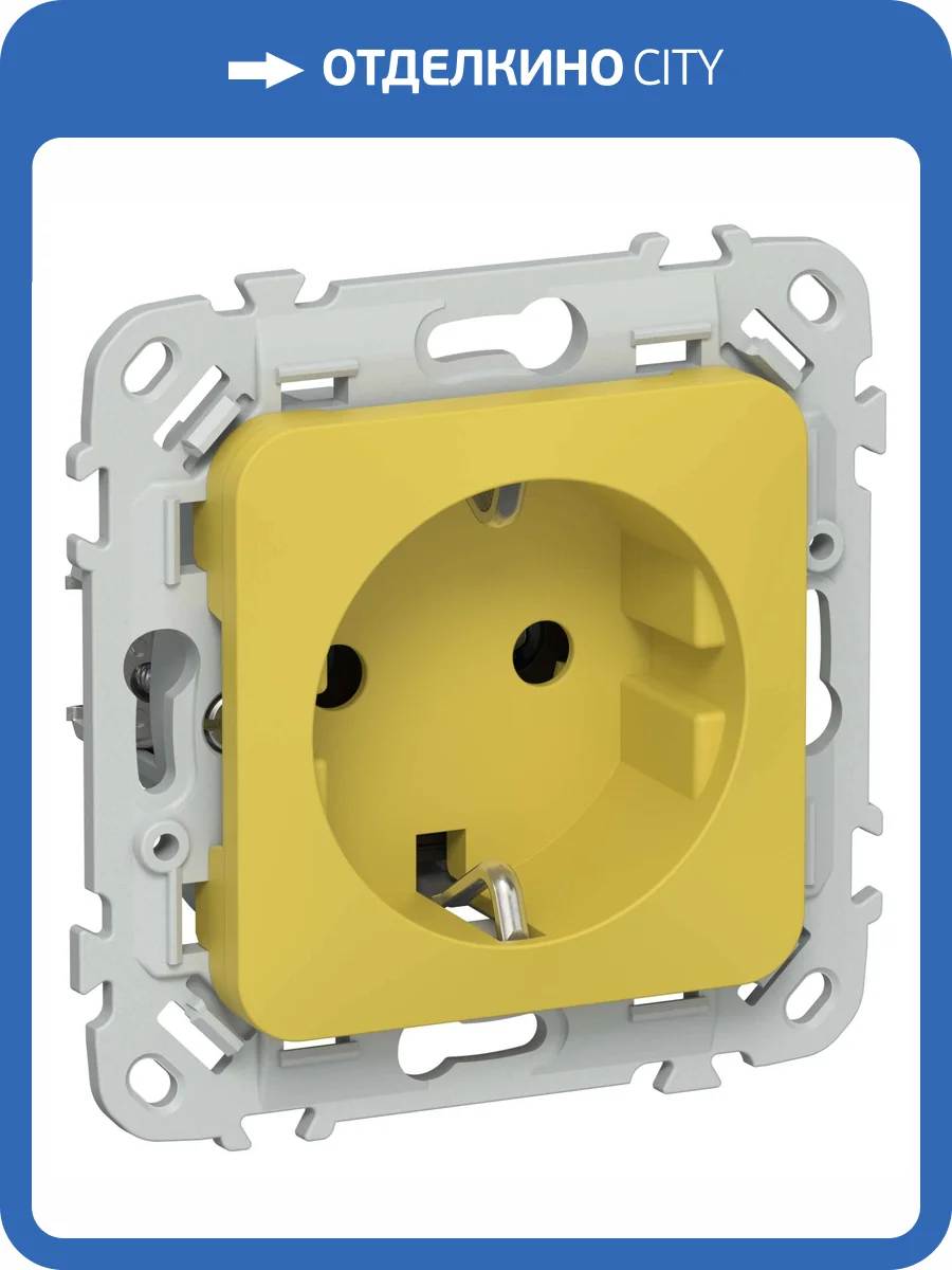 Розетка 1-местная с заземлением IEK Flite FI-R11-16-1-K44 желтый карри фото 2