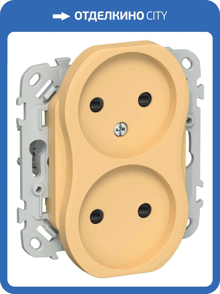 Розетка 2-местная с защитными шторками IEK Flite FI-R23-10-1-K90 золотарник фото 2