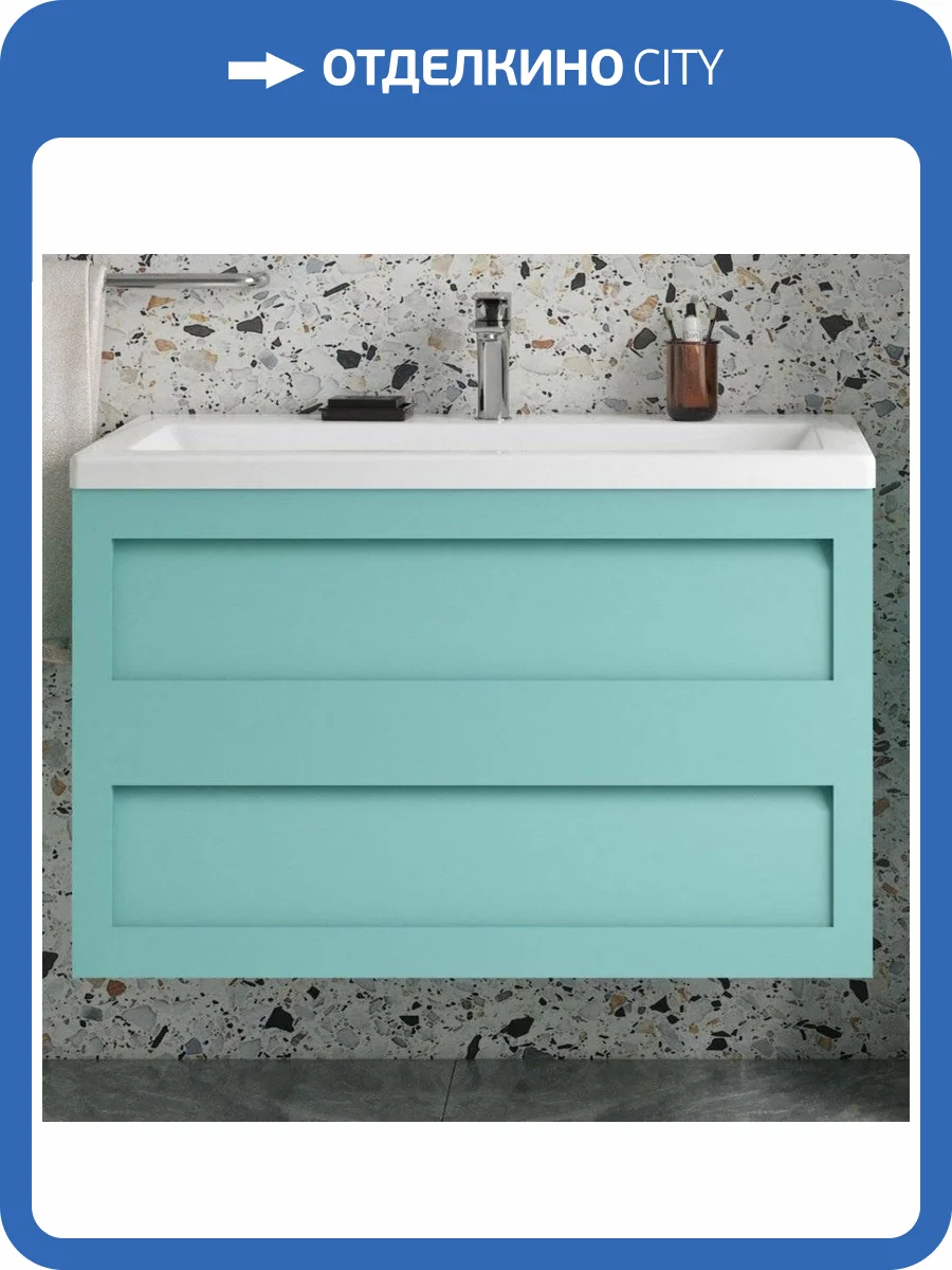 Тумба с раковиной Art&Max Platino 90, подвесная, светло-зеленая матовая фото 4