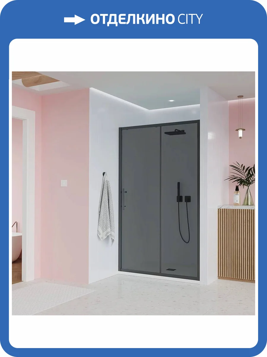 Душевая дверь в нишу Veconi Evo 100 B профиль черный матовый, стекло прозрачное, 160x195 фото 3