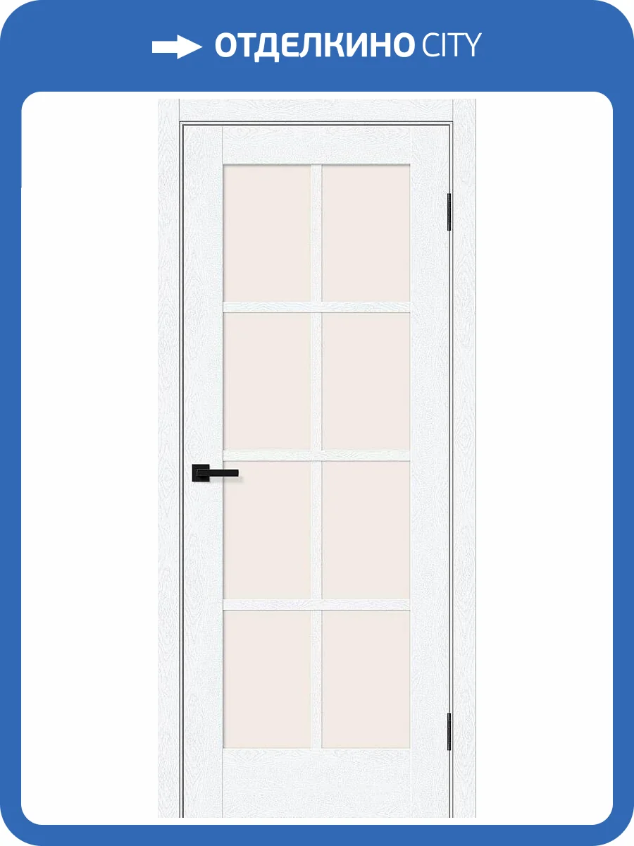 Межкомнатная дверь Bravo Прима-11.1 полотно White Silkwood, стекло Magic Fog 900x2000 фото 2