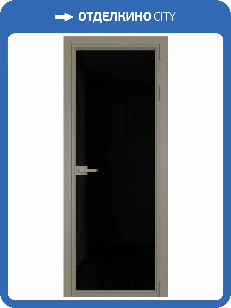 Межкомнатная дверь Profil Doors 1 AV цвет профиля Никель матовый, стекло безопасное 6 мм черный триплекс 600x2000 фото 2