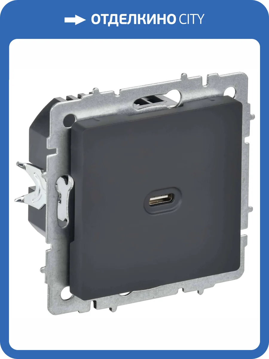 Розетка USB type C IEK Brite BR-U13-065-K53 графит фото 7
