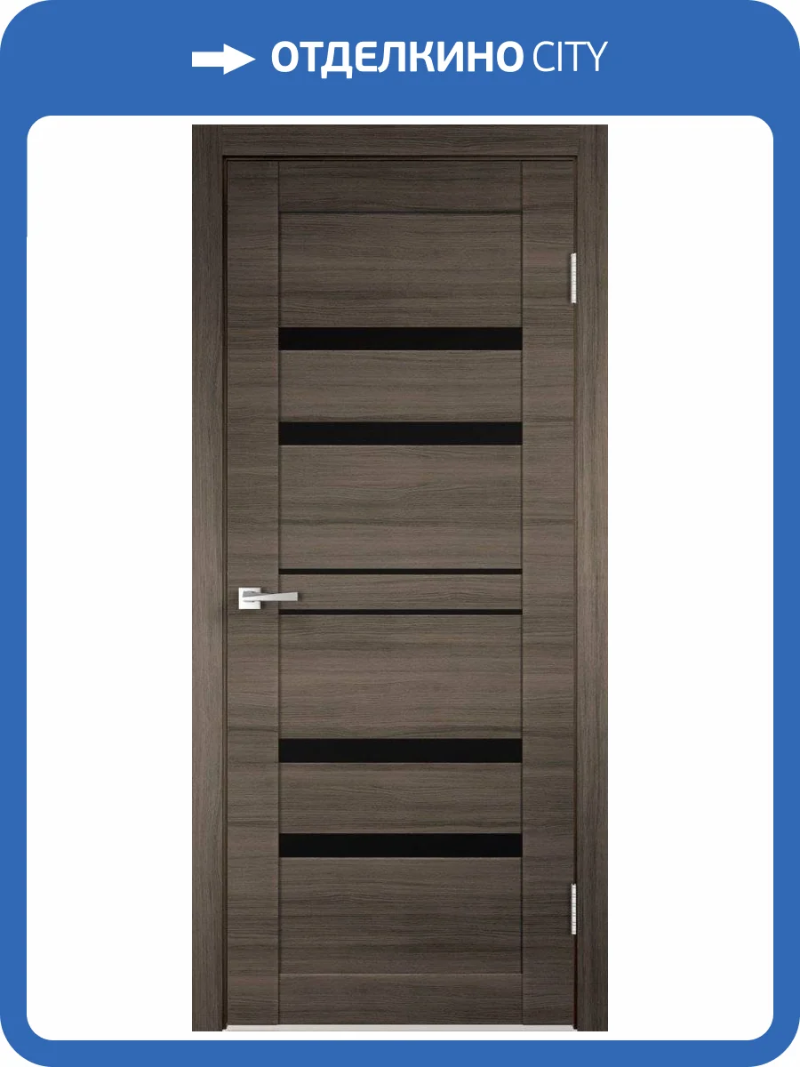 Дверное полотно экошпон VellDoris LINEA 6 VD013895 Лакобель черное 600x2000 фото 2