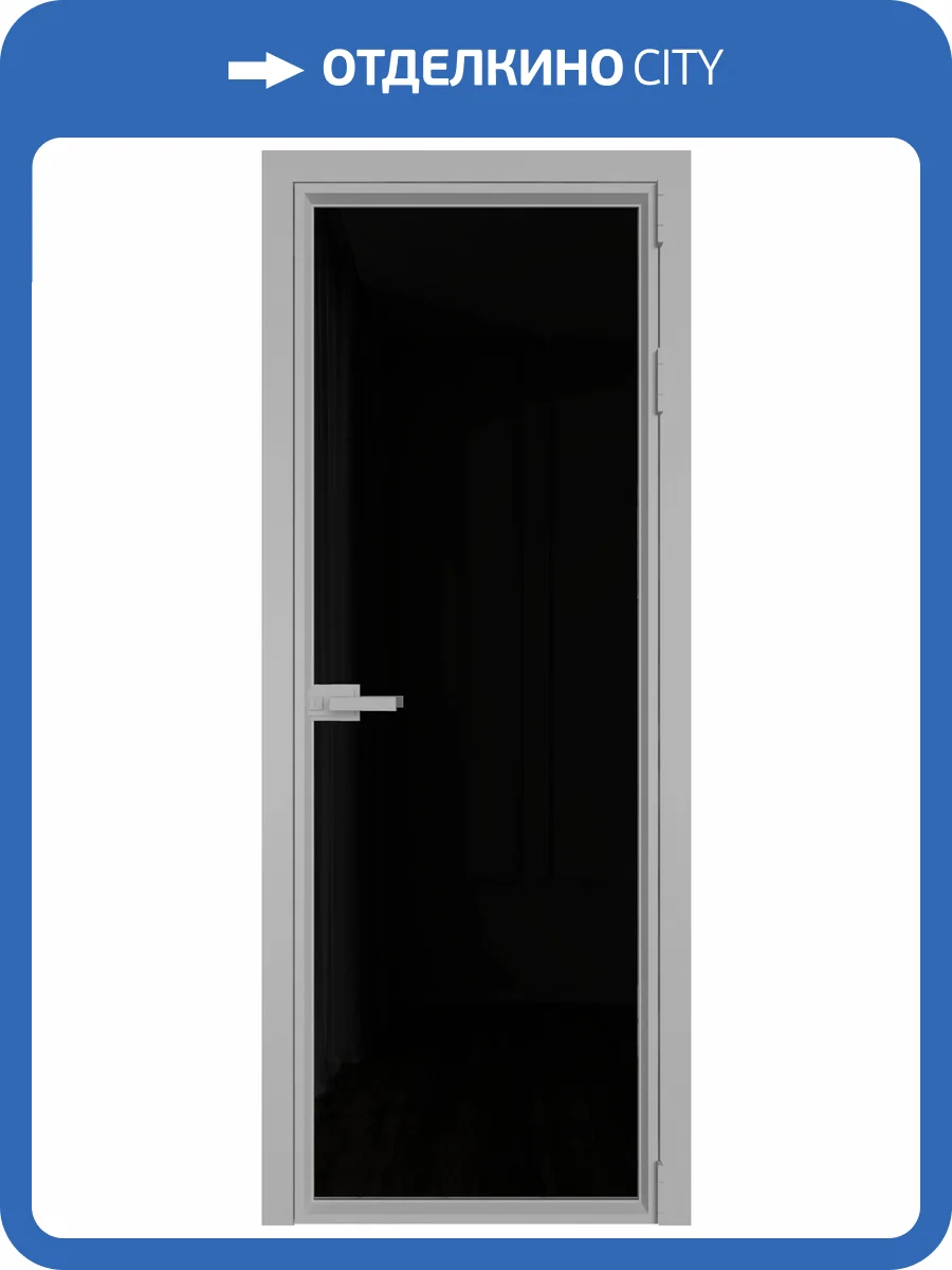 Межкомнатная дверь Profil Doors 1 AV цвет профиля Серебро, стекло безопасное 6 мм черный триплекс 700x2000 фото 2