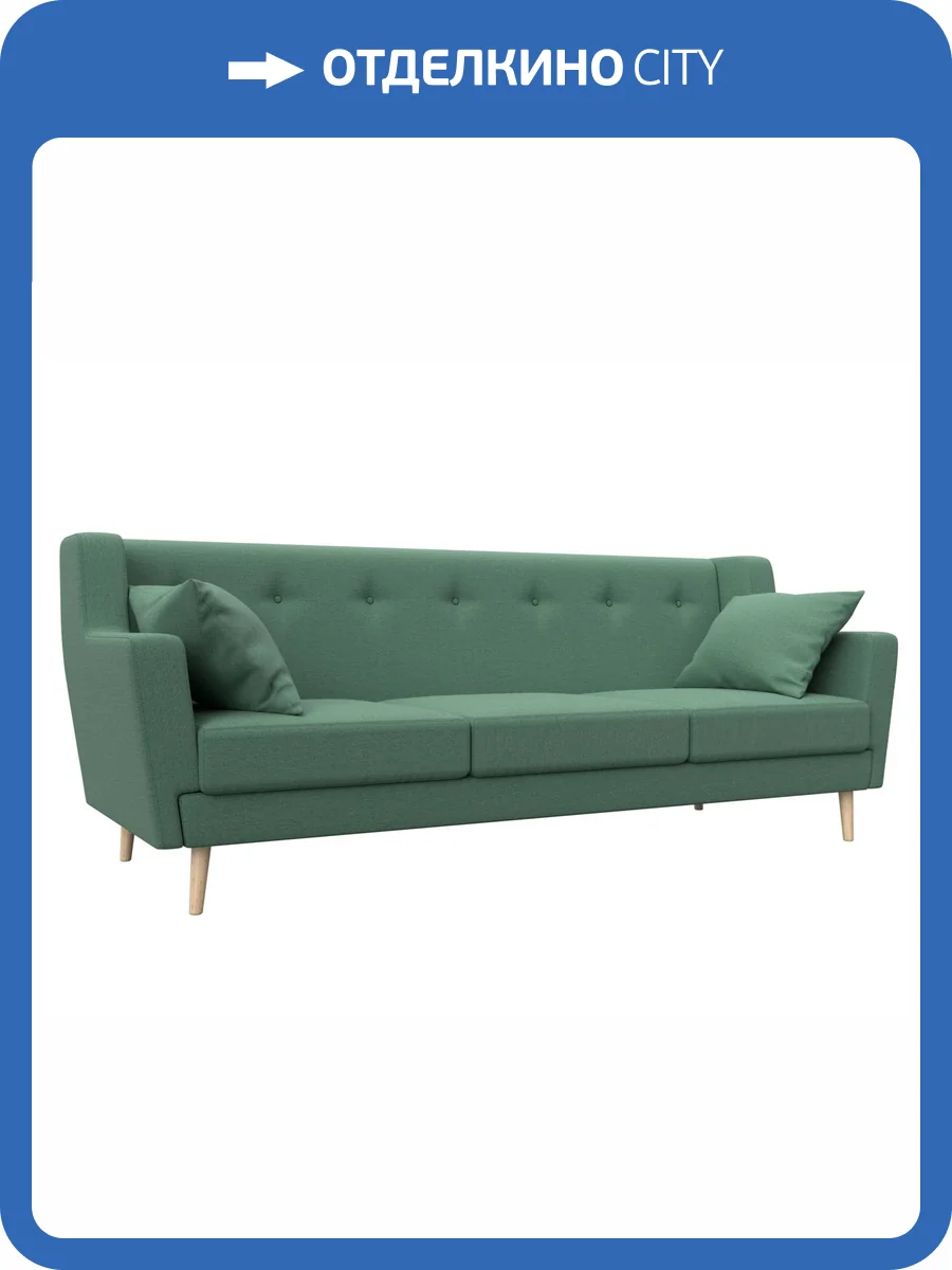 Кухонный прямой диван Лига Диванов Брайтон 3 123185 амур зеленый фото 7