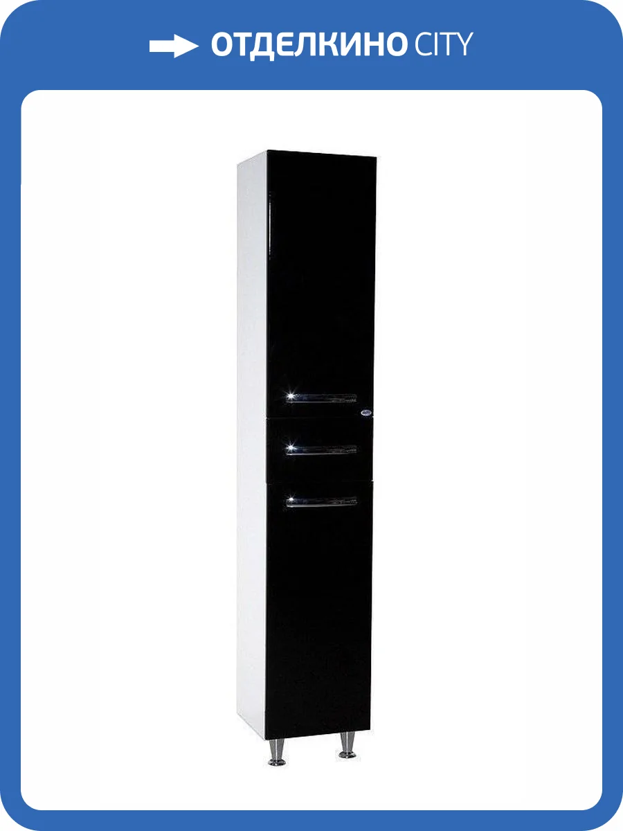 Шкаф-пенал Bellezza Рокко 35 1 ящ. L/R Черный фото 3