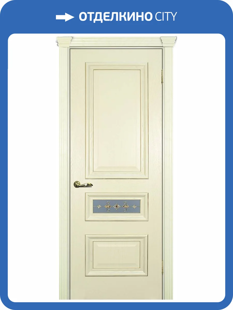 Межкомнатная дверь Текона Фрейм 05 полотно Ясень слоновая кость, стекло белое, пленочный витраж рисунок Калипсо 600x2000 фото 2