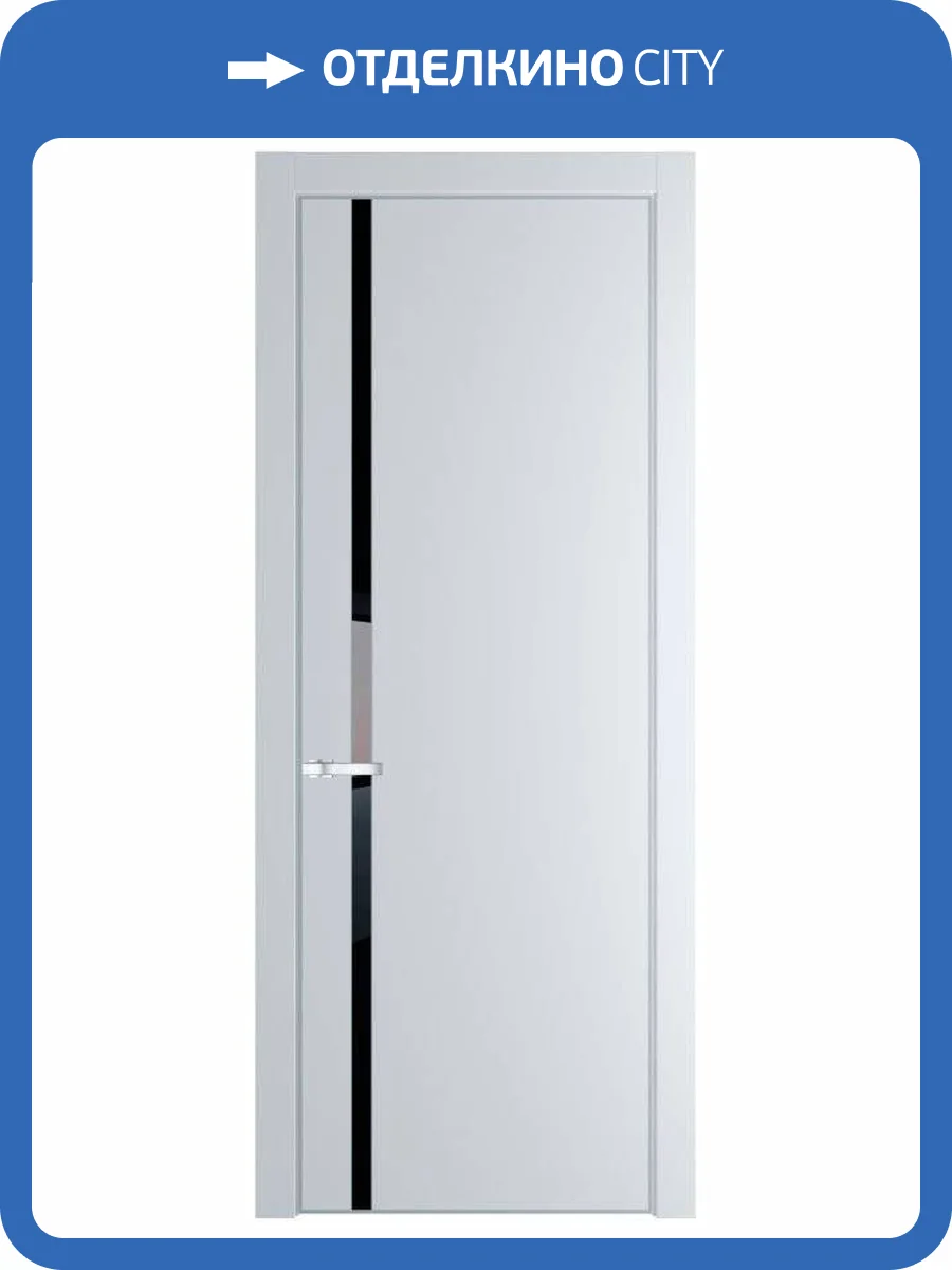 Межкомнатная дверь Profil Doors 21 PE полотно Вайт, кромка алюминиевая с четырех сторон матовая, стеклянная вставка черный лак 600x2000 фото 2