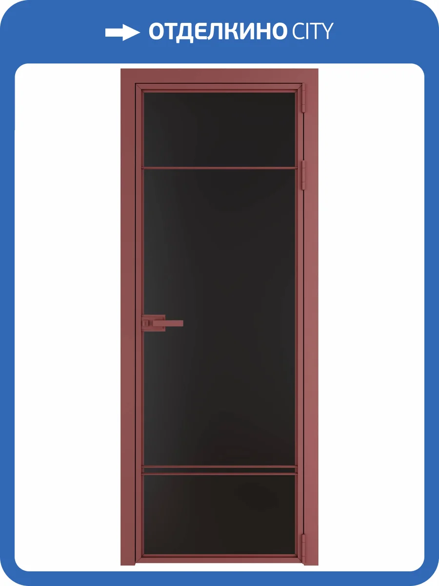 Межкомнатная дверь Profil Doors 4 AX цвет профиля Красный антрацит, стекло безопасное 6 мм монохром черный 800x2000 фото 2