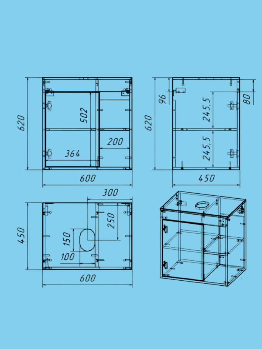 Тумба под раковину Watersense Mandy W00556 дуб, белый, 60 см фото 4