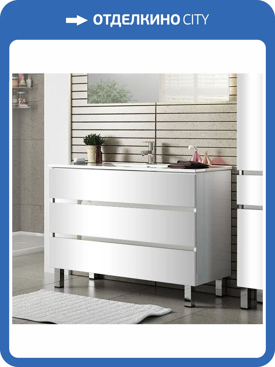 Тумба с раковиной Sanvit Кубэ-3 120 белый глянец фото 6