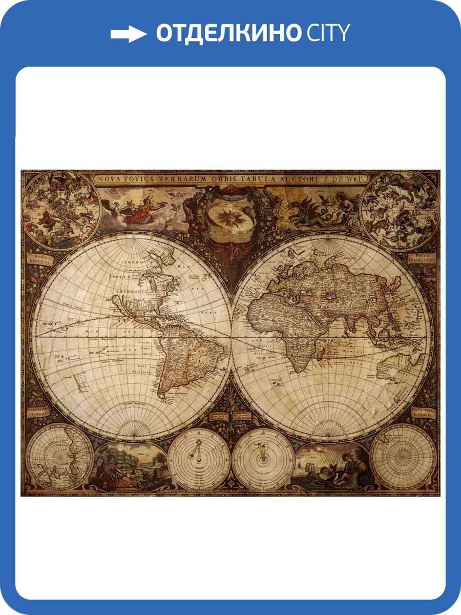 3D Фотообои Artegrafico «Карта мира для кабинета» M-516-1 канвас фото 2