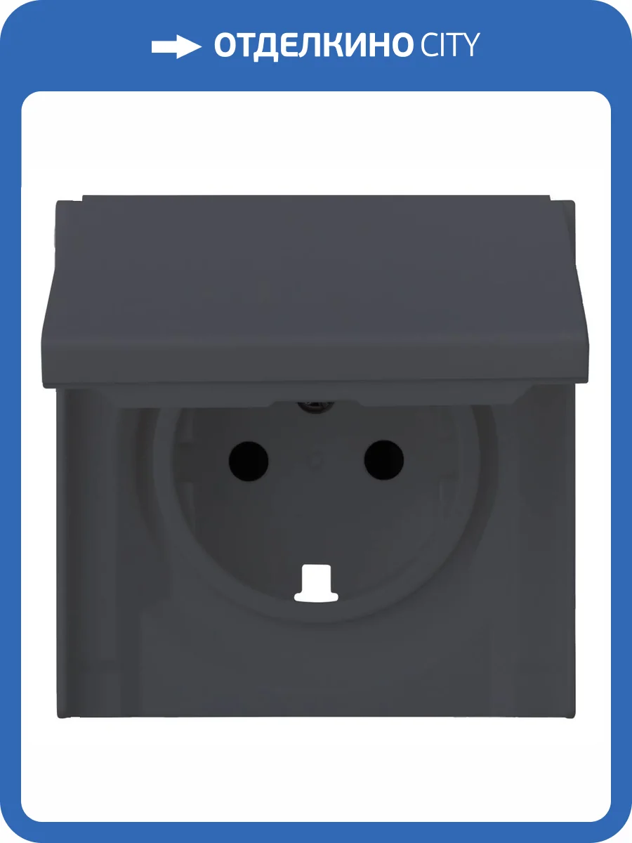 Лицевая панель для розетки 2к+з с крышкой Rikett 35634 BT базальт фото 2