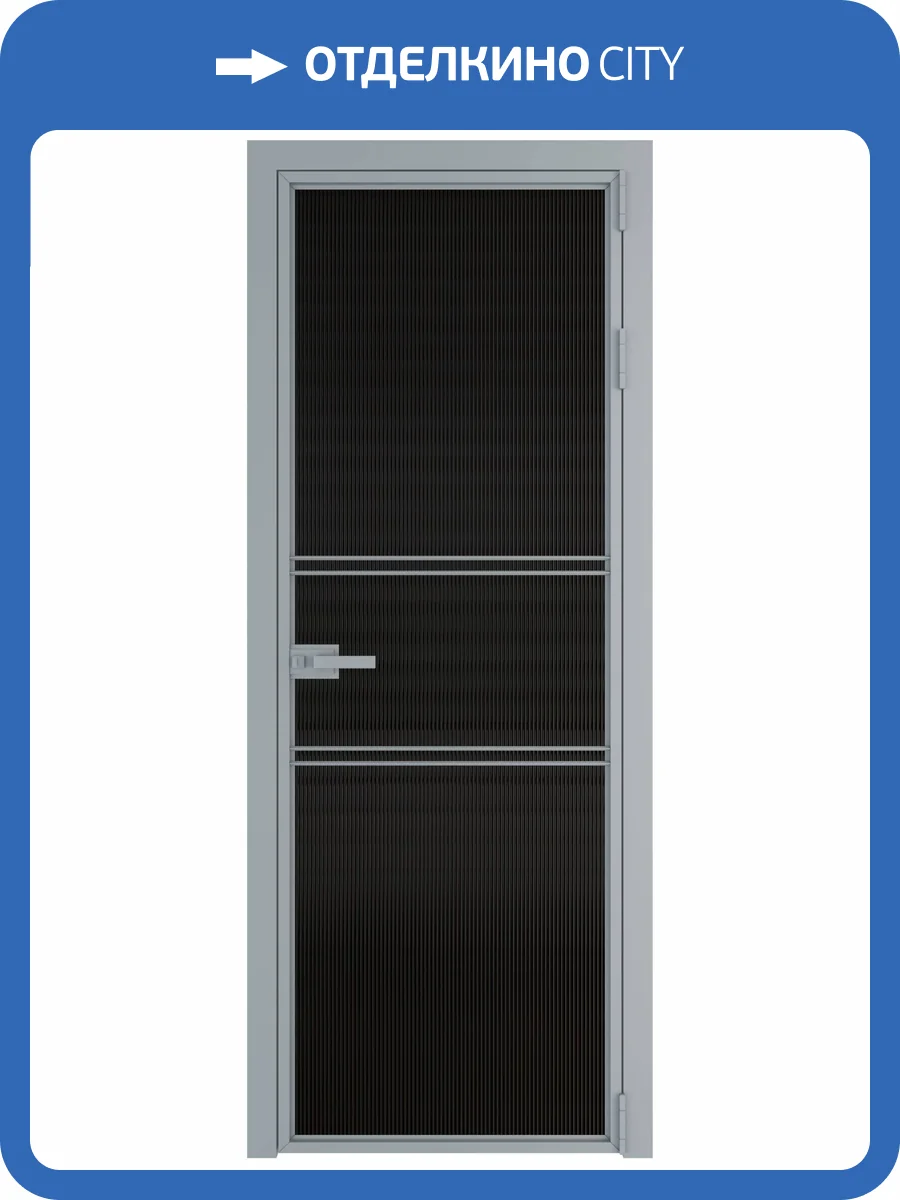 Межкомнатная дверь Profil Doors 2 AX цвет профиля Серебро, стекло безопасное 6 мм мору черный 600x2000 фото 2