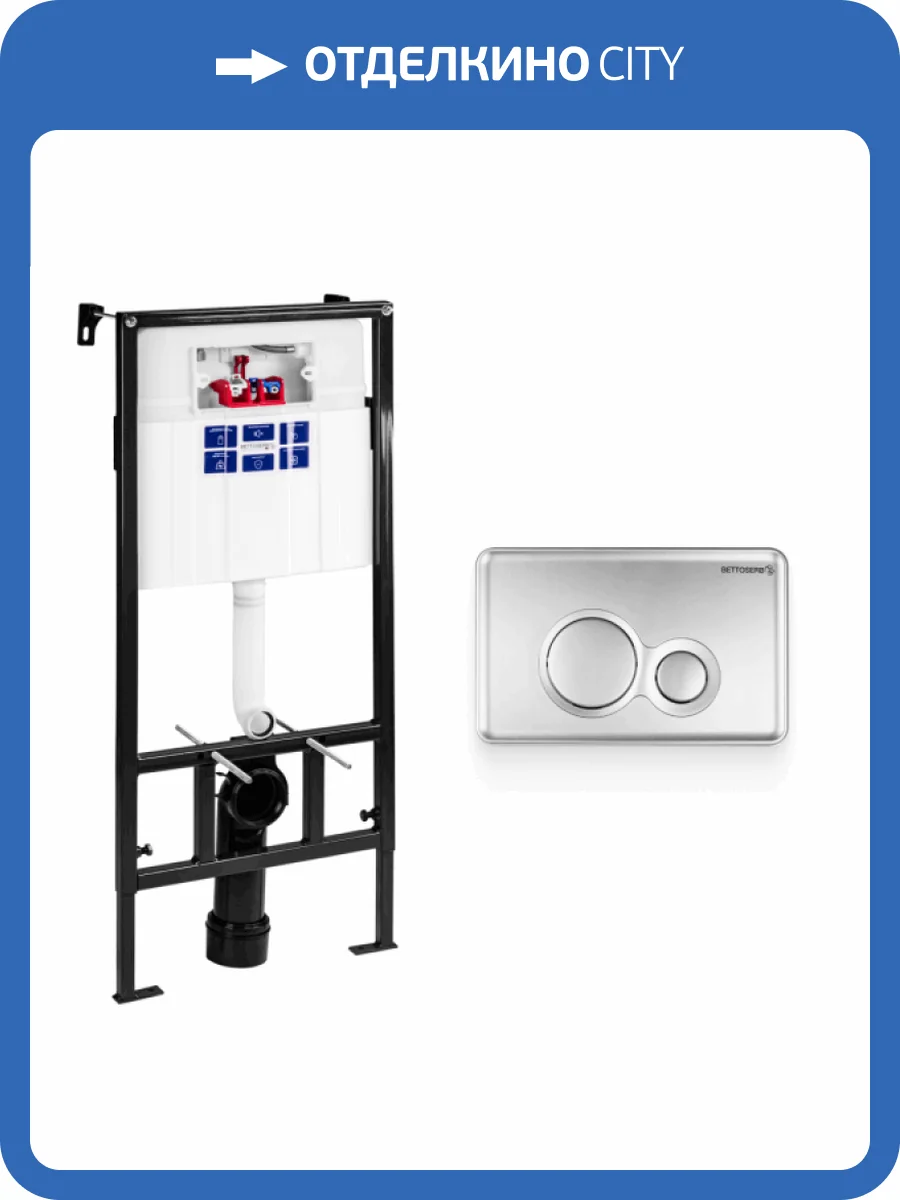 Система инсталляции для унитазов Bettoserb Sava Fix Slim SET40006462 клавиша хром матовый фото 8