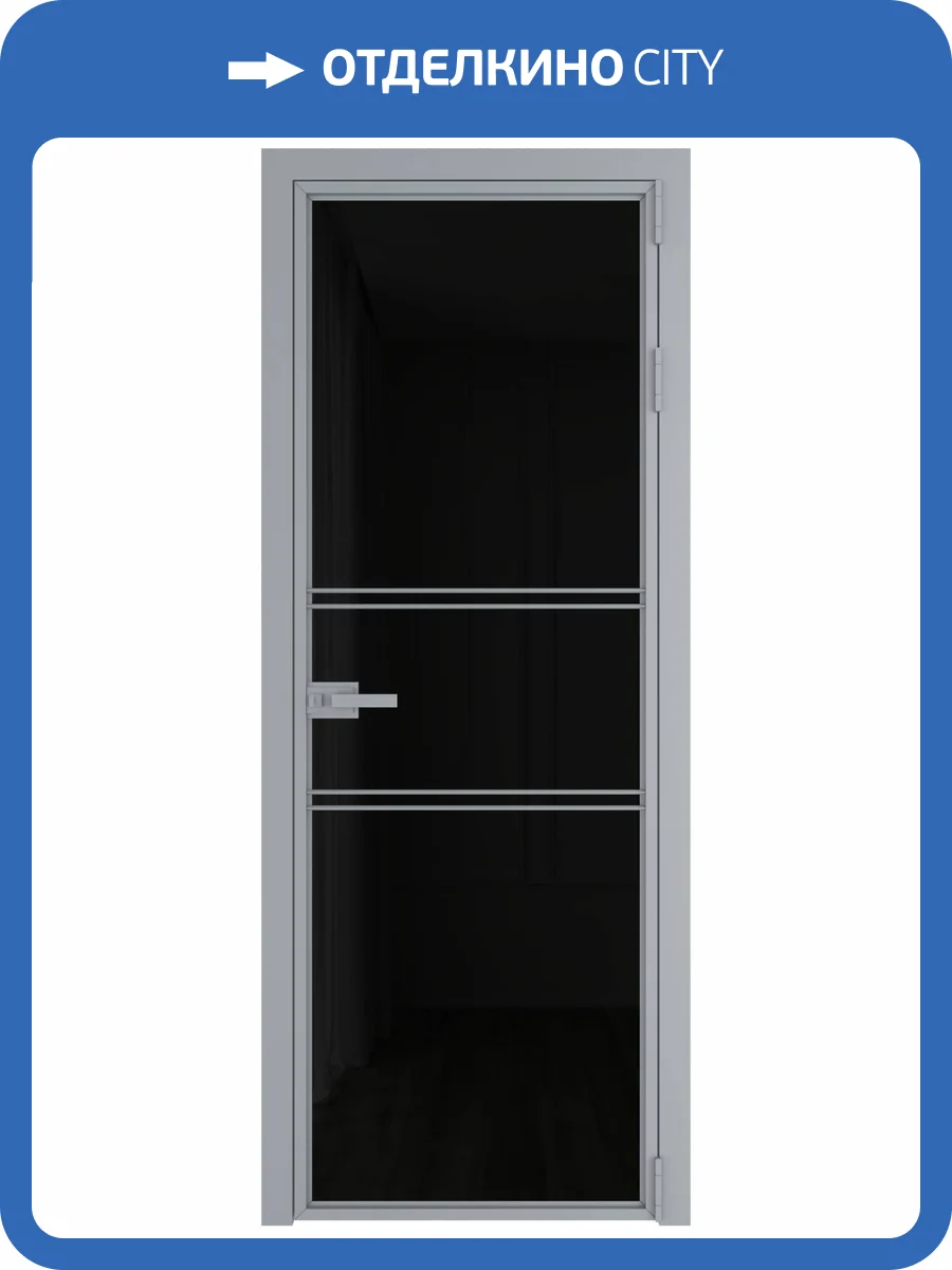 Межкомнатная дверь Profil Doors 2 AX цвет профиля Серебро, стекло безопасное 6 мм черный триплекс 700x2000 фото 2