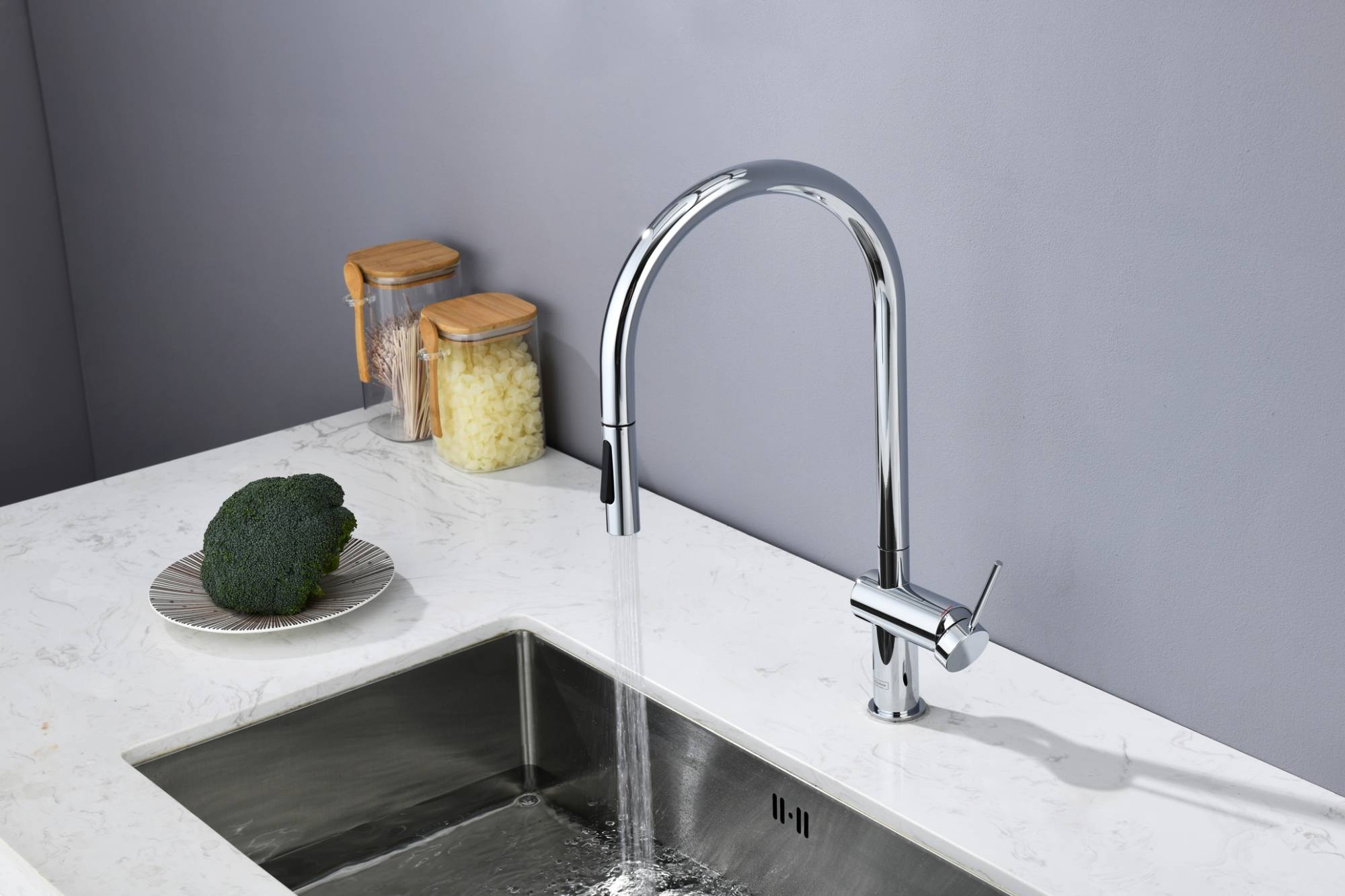 Смеситель для кухни AQUAme Cucina AQM9901CR с выдвижным изливом, хром фото 12