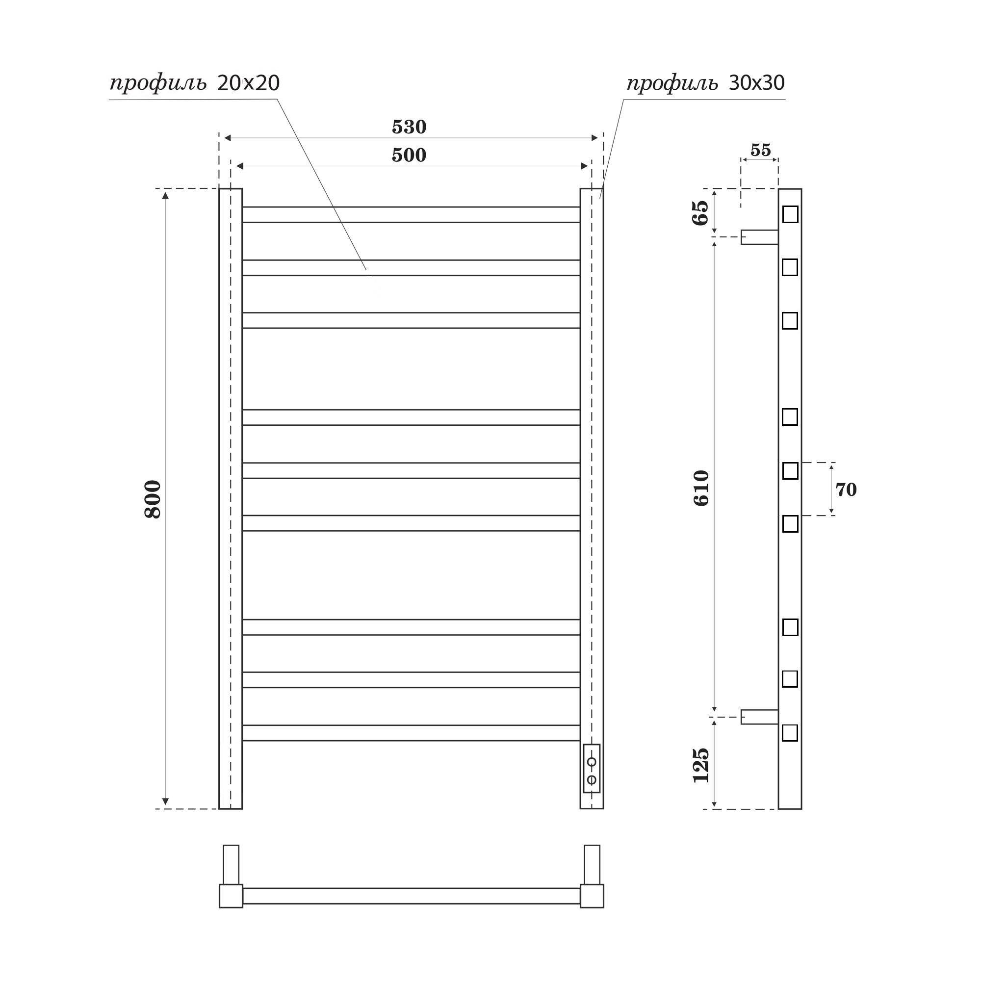 Полотенцесушитель электрический Apextermo Атлас AT00185GF графит металлик, 80x50 фото 5