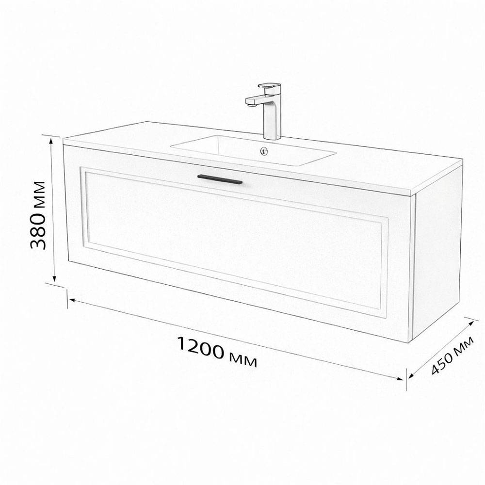 Тумба с раковиной Terminus Classik CLA101201900301O белый, 120x38 фото 3