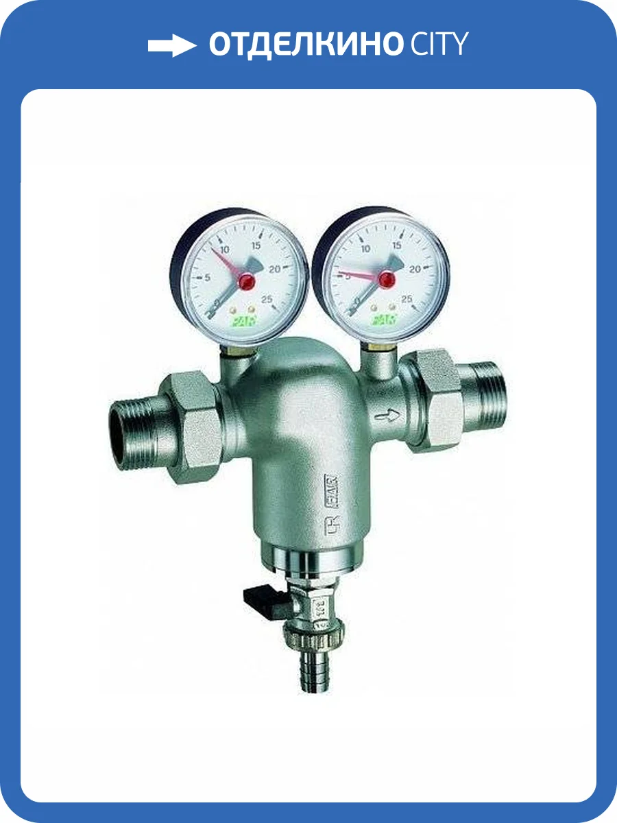 Фильтр для воды FAR хром.1 (НР-НР) с манометром, 300мкм, Max: 95 C, 25 бар фото 2