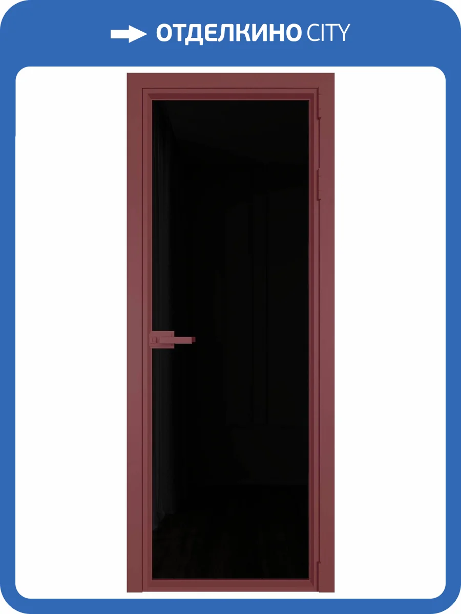 Межкомнатная дверь Profil Doors 1 AV цвет профиля Красный антрацит, стекло безопасное 6 мм черный триплекс 600x2000 фото 2