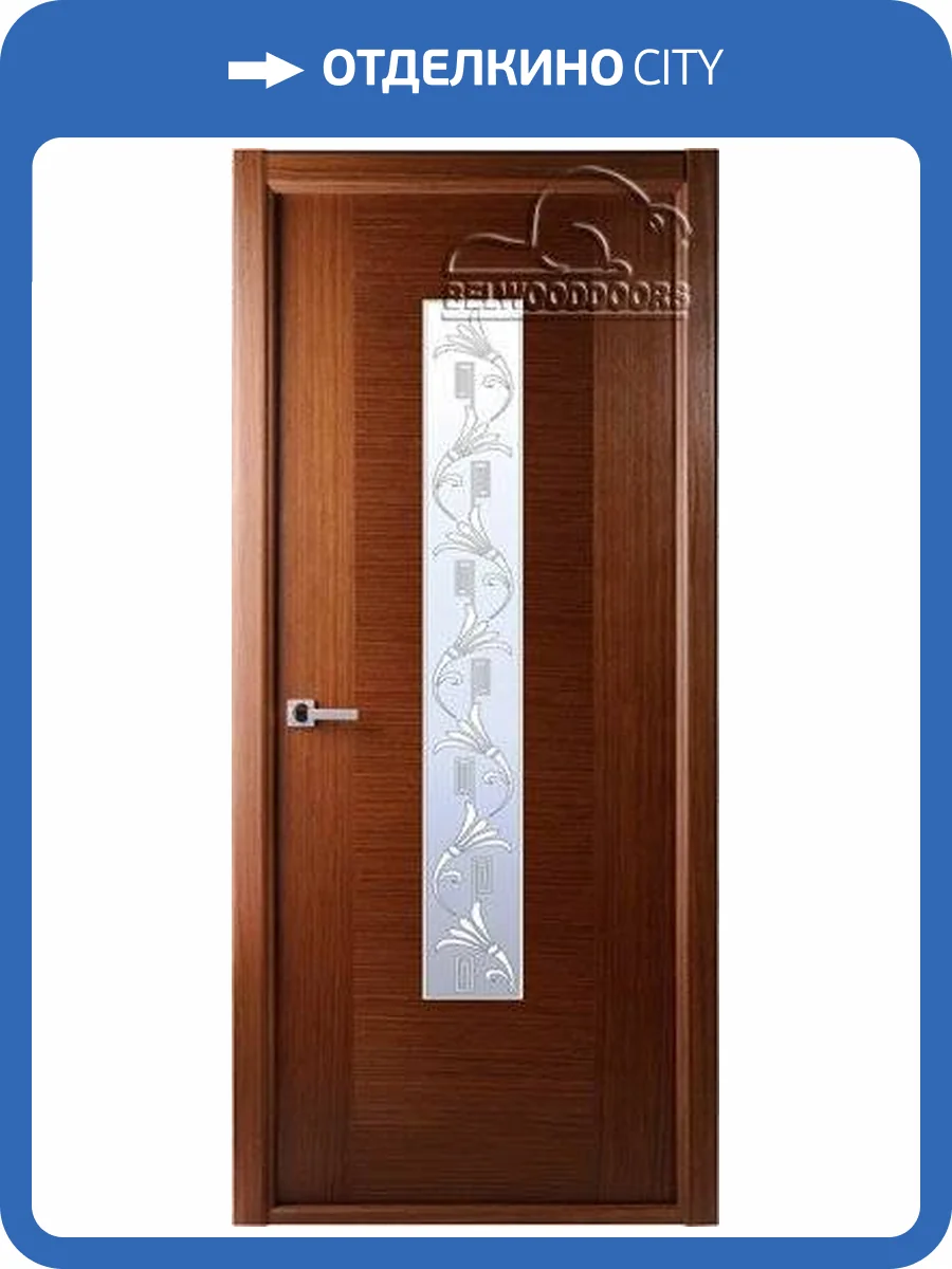 Межкомнатная дверь шпонированная Классика люкс, остеклённая, орех 900x2000 фото 2