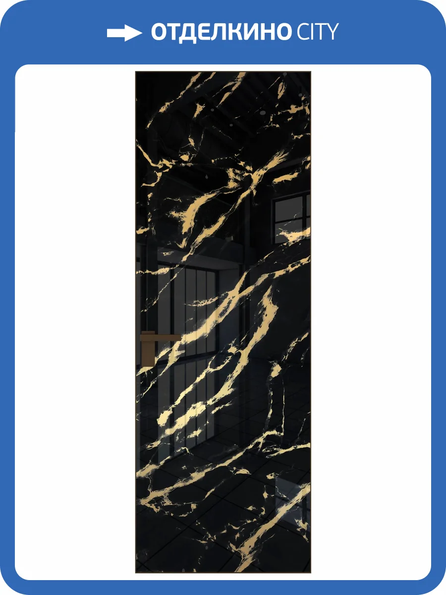 Межкомнатная дверь Profil Doors 1 AGK цвет профиля Деорэ, стекло безопасное 4 мм нэфи черный узор золото 700x2000 фото 2