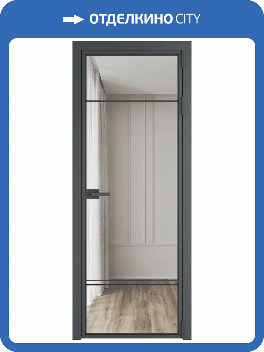 Межкомнатная дверь Profil Doors 4 AX цвет профиля Серая ночь, стекло безопасное 6 мм прозрачное 800x2000 фото 2
