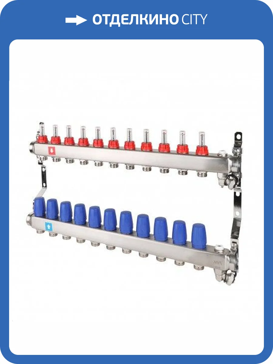 Коллектор MVI с расходомерами, дренажным краном и воздухоотводчиком 11 выходов фото 2