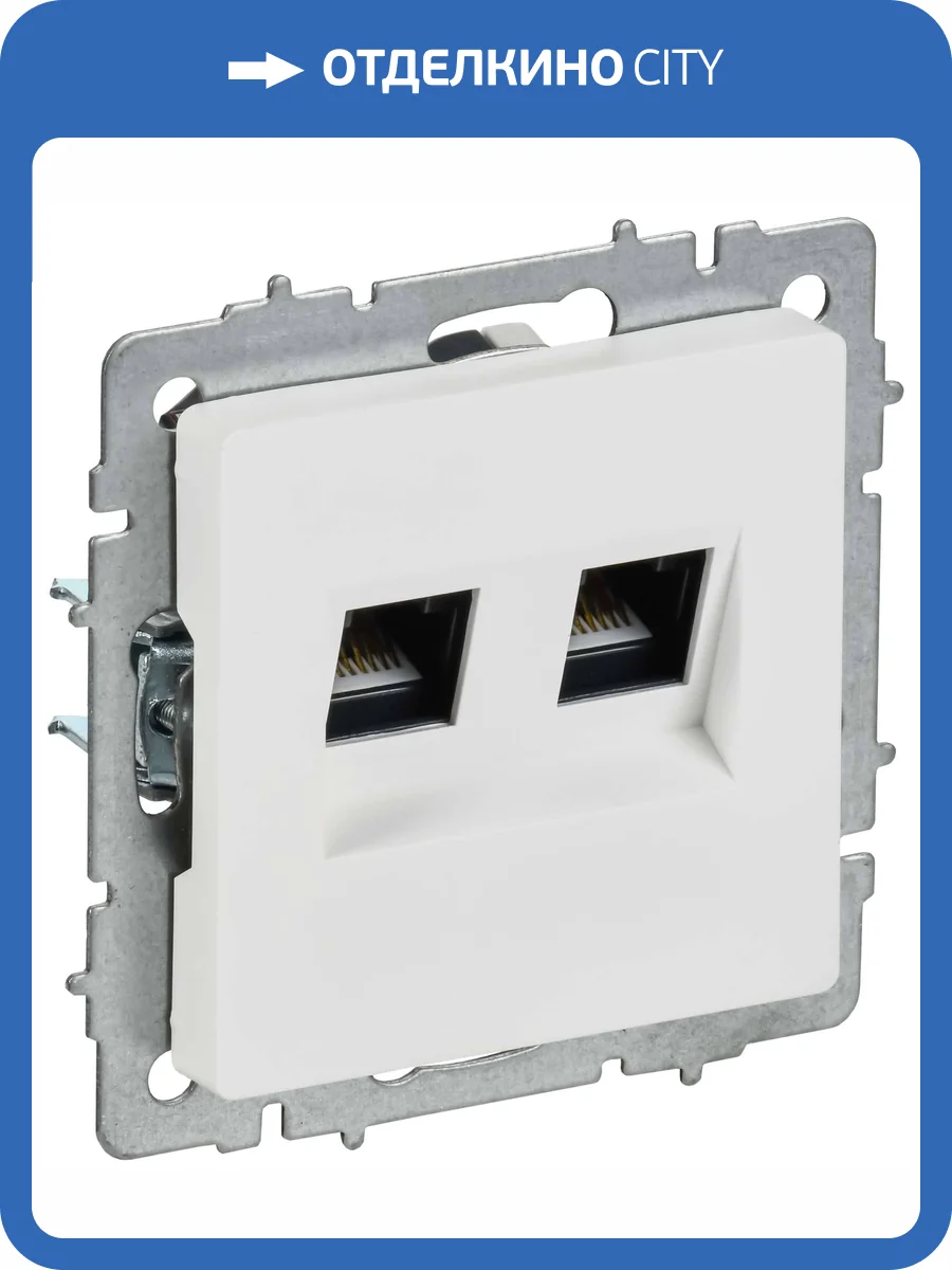 Розетка компьютерная RJ45 2-местная IEK Brite BR-K20-2-K91 арктический белый фото 2
