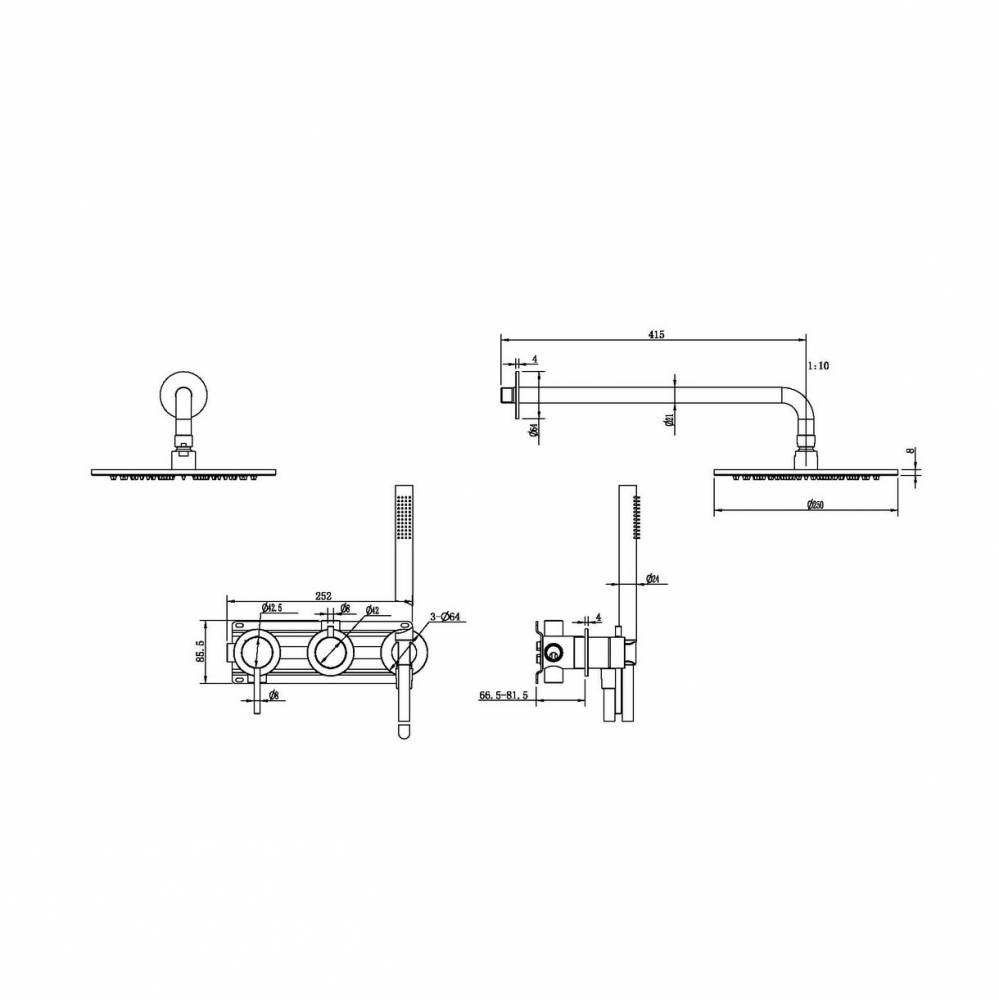Душевая система Abber Wasser Kreis 316 AF8118BG золото брашированное фото 3