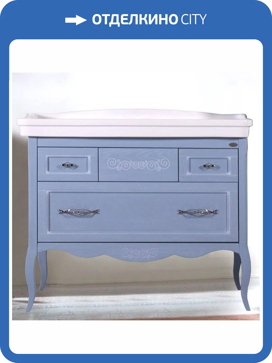 Тумба с раковиной ASB-Woodline Модерн 105 рошфор, белая патина фото 14