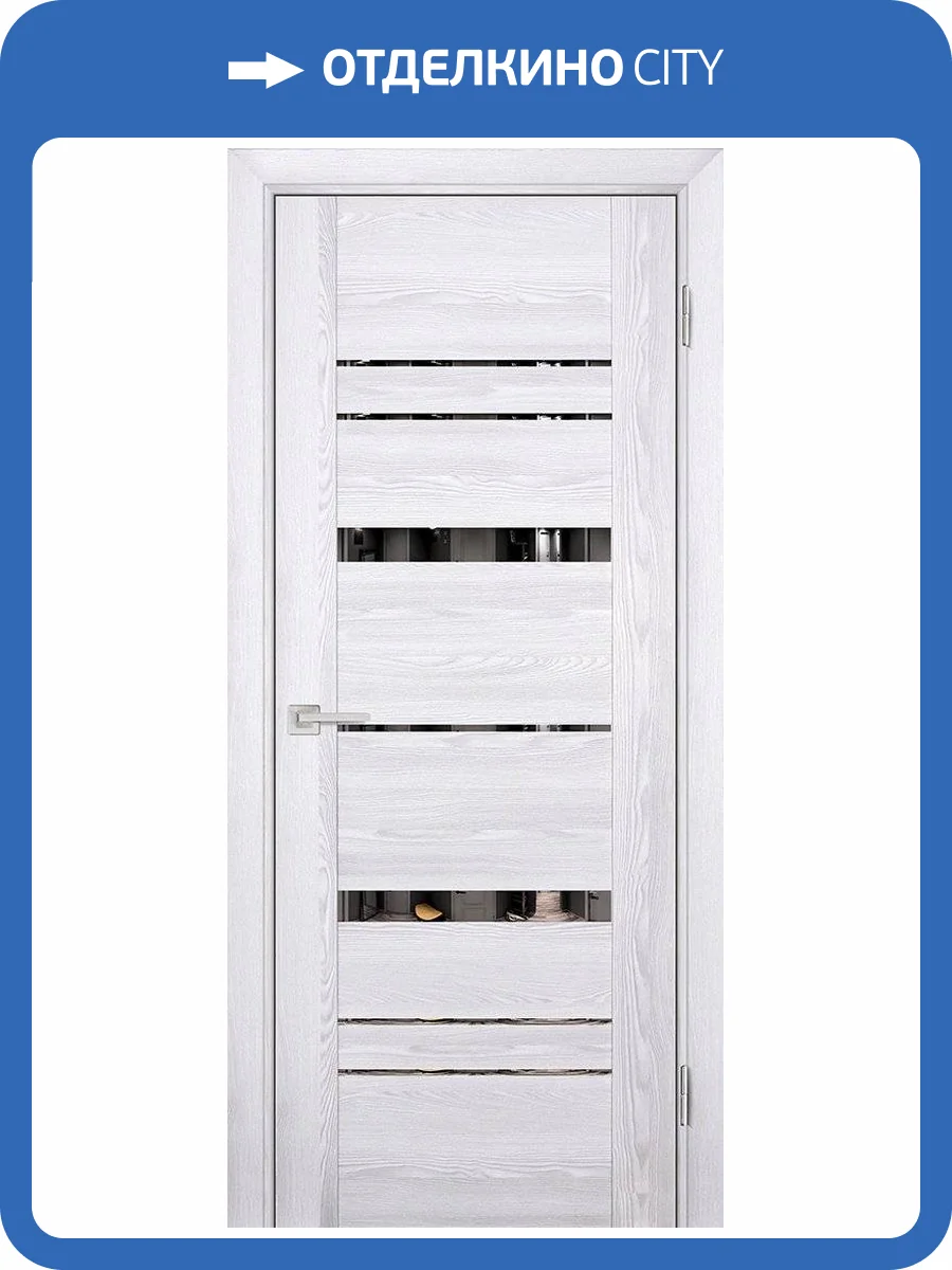 Межкомнатная дверь Profilo Porte экошпон PSK-2, остеклённая, зеркало, ривьера айс 600x1900 фото 2