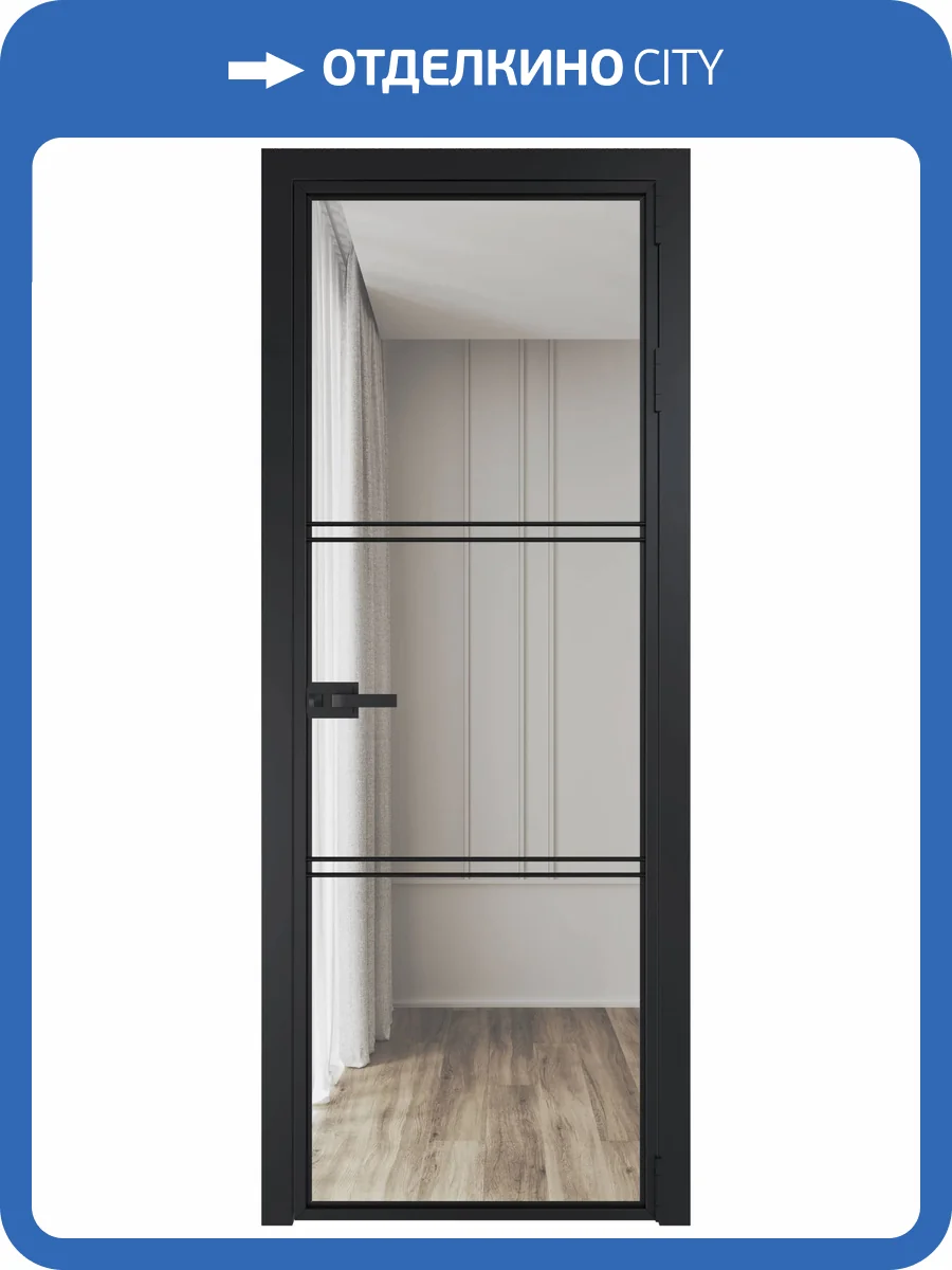 Межкомнатная дверь Profil Doors 3 AX цвет профиля Черный, стекло безопасное 6 мм прозрачное 800x2000 фото 2