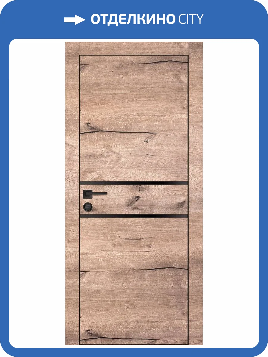 Межкомнатная дверь Profilo Porte экошпон PX-18, глухая, дуб пацифик, AL кромка черная 700x2000 фото 2