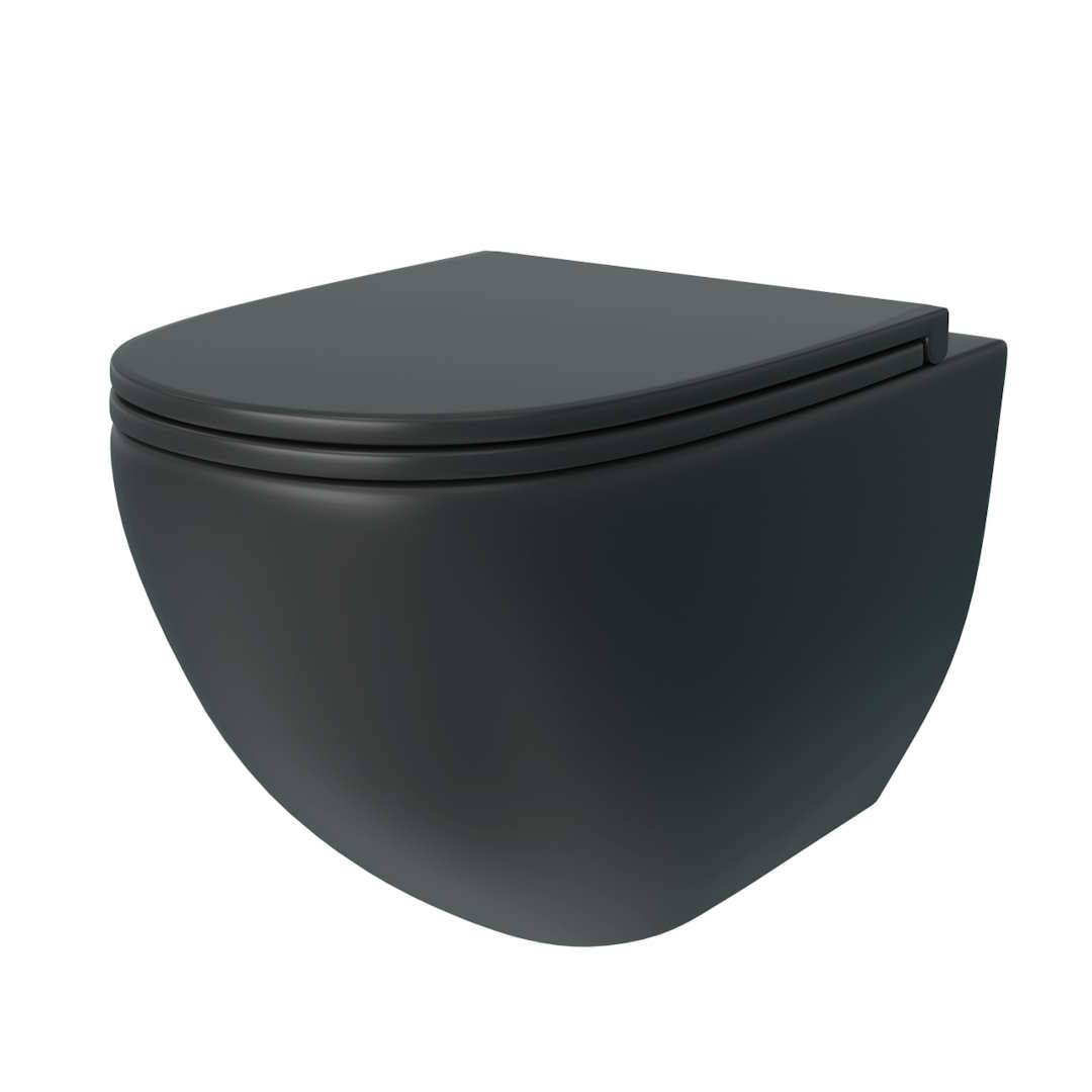 Унитаз подвесной Watersense Milana S W00080 безободковый, сиденье микролифт, черный матовый фото 15