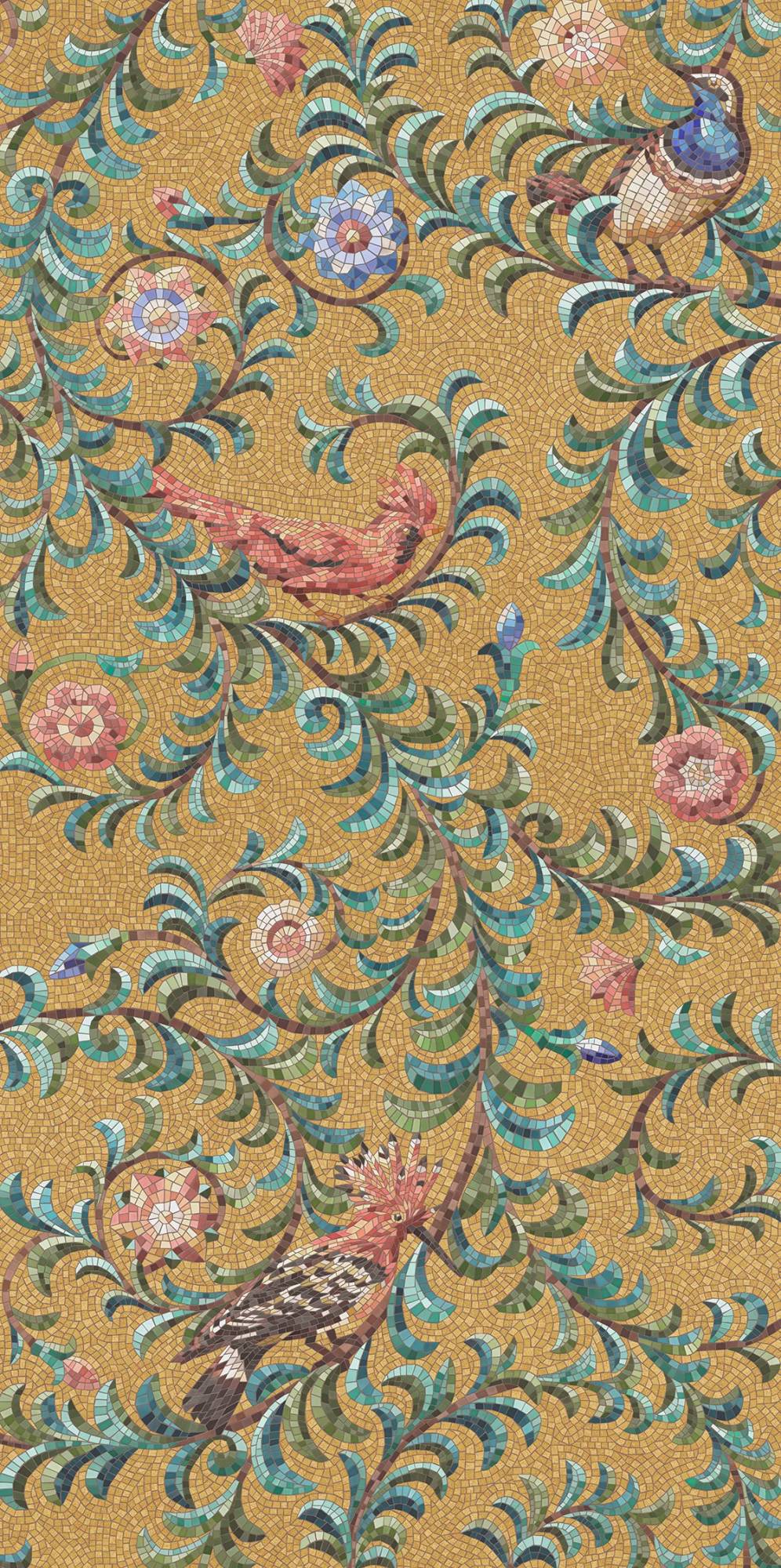 Панно Kerama Marazzi Райский сад KMP2STA003BR3X золотой матовый обрезной (из 3-x частей 60x119.5x0.9) 180x119.5