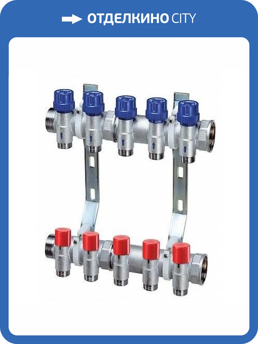Запорный и терморегулируемый коллектор FAR 1 1/4 с 2 отводами М24х19 фото 2