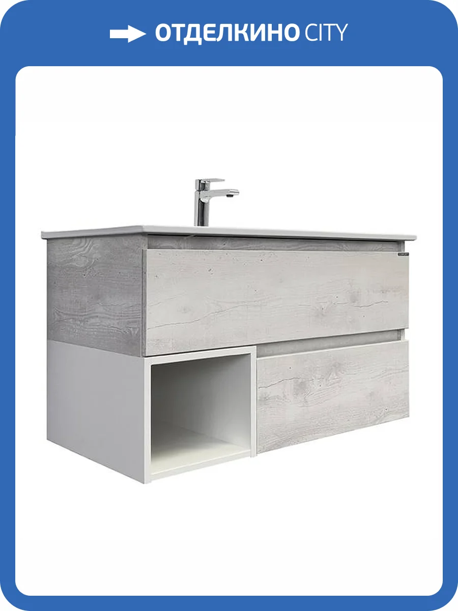 Тумба с раковиной Comforty Турин-90М 00-00014644 дуб белый фото 10