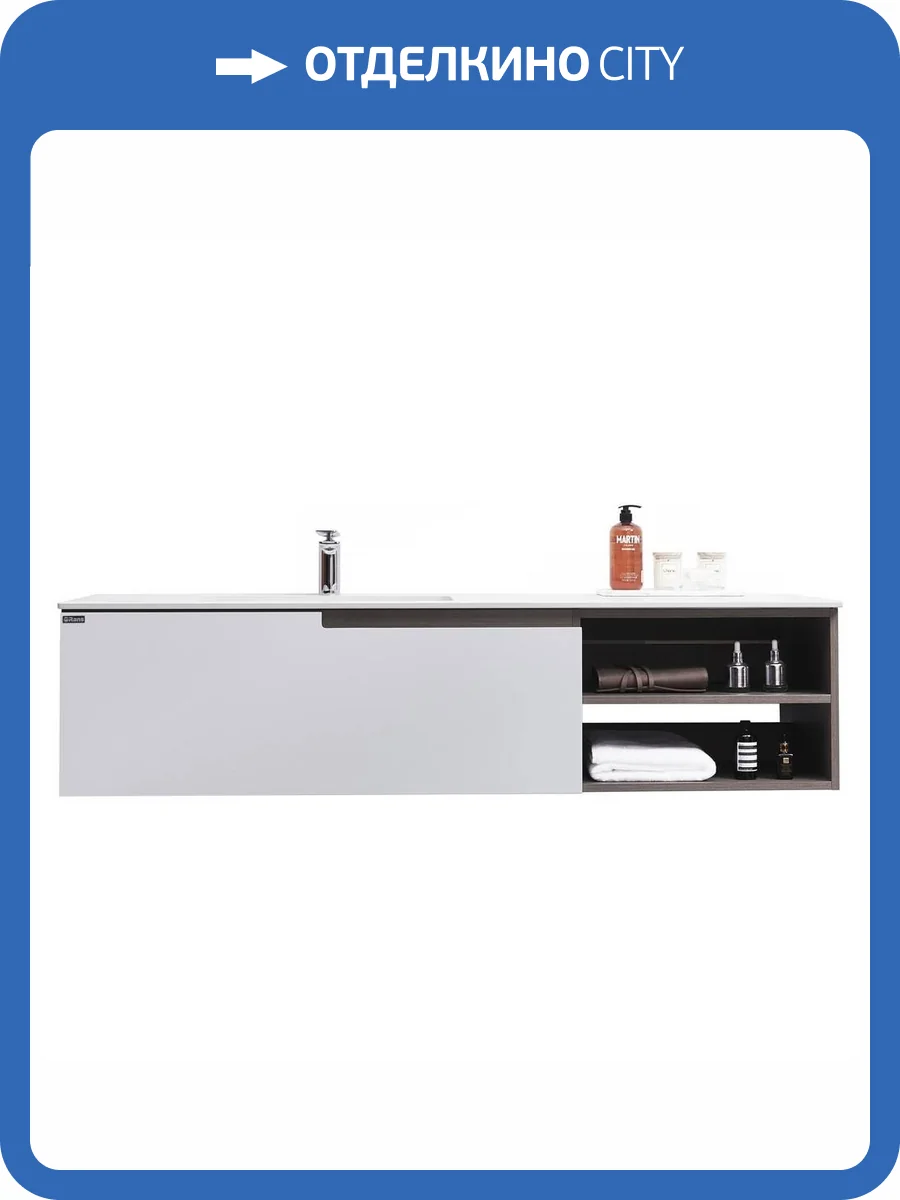 Тумба с раковиной Orans BC-1131-1500L 11311500L 35x150x55 Белый/Коричневый фото 5