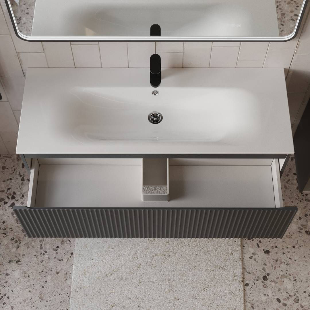 Тумба с раковиной Terminus Sicilia SIC101201701601O графит , 120x38 фото 2