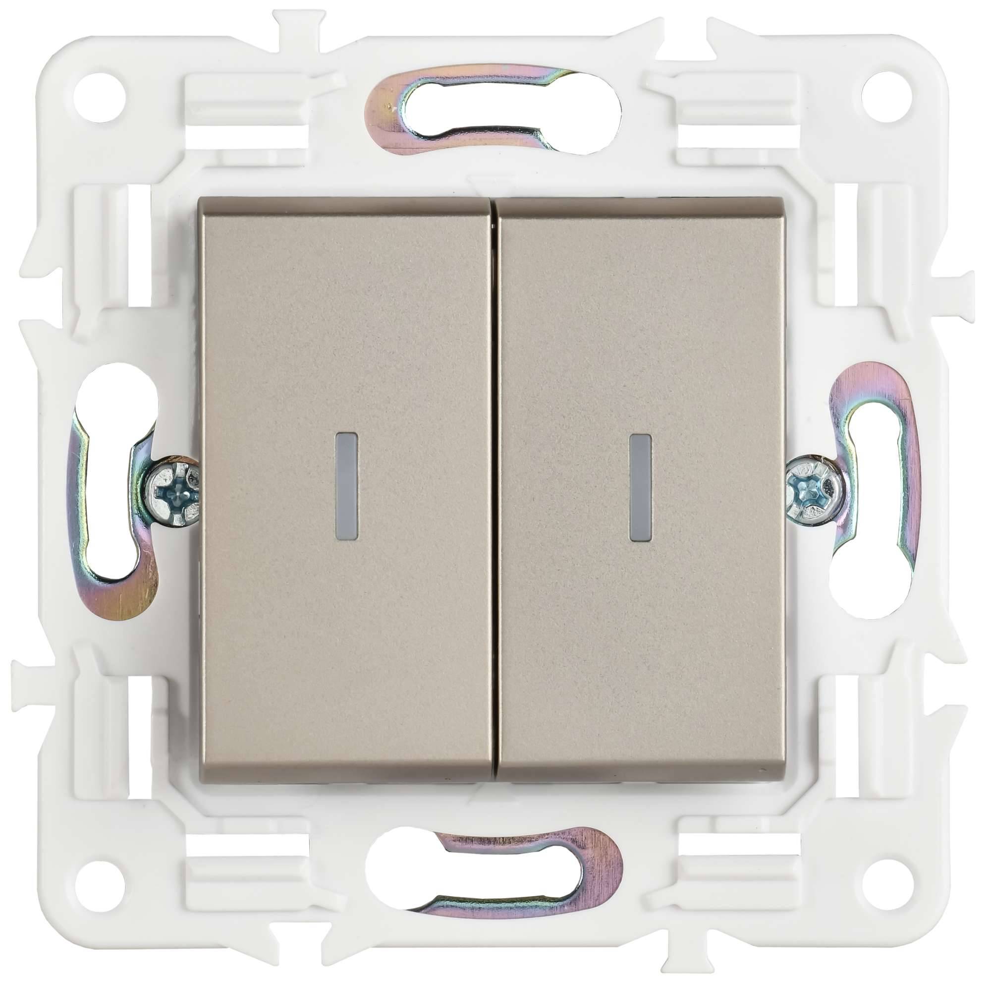 Выключатель 2-клавишный проходной IEK Skandy SK-V22-1-10-K37 шампань фото 5