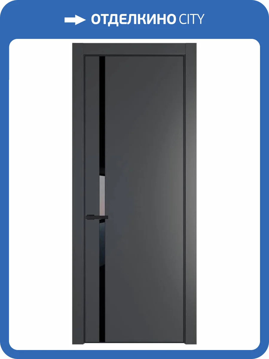 Межкомнатная дверь Profil Doors 21 PE полотно Графит, кромка алюминиевая с четырех сторон черная, стеклянная вставка черный лак 700x2000 фото 2