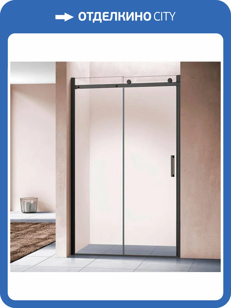 Душевая дверь в нишу Vincea Como VPS-1C130CLB 130см, профиль черный матовый, стекло прозрачное фото 4