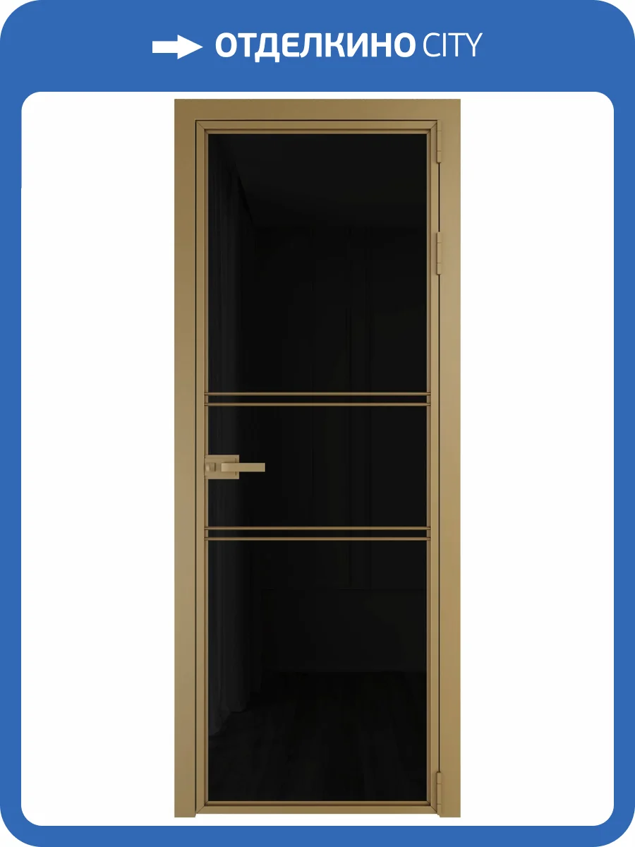 Межкомнатная дверь Profil Doors 2 AX цвет профиля Золото, стекло безопасное 6 мм черный триплекс 700x2000 фото 2