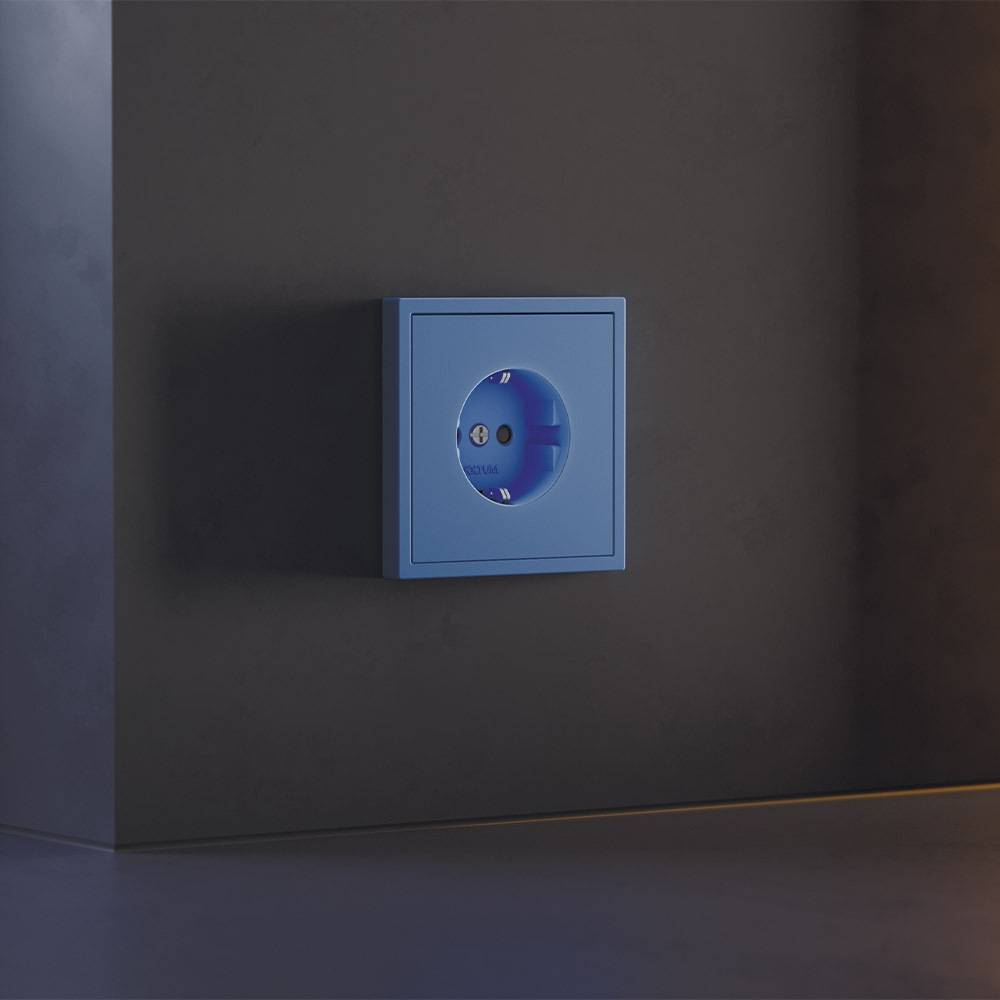 Лицевая панель для розетки с заземлением и шторками Voltum S70 VLS000715 деним фото 2