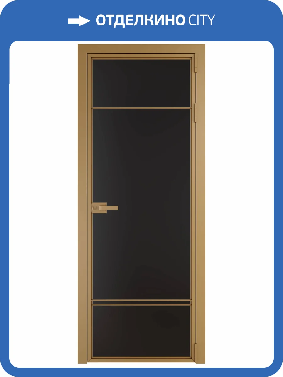 Межкомнатная дверь Profil Doors 4 AX цвет профиля Золото, стекло безопасное 6 мм монохром черный 800x2000 фото 2